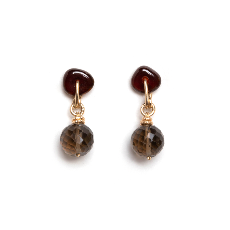 LouLou Dangle Earrings - Spessartite & Smoky Quartz Earrings TARBAY   