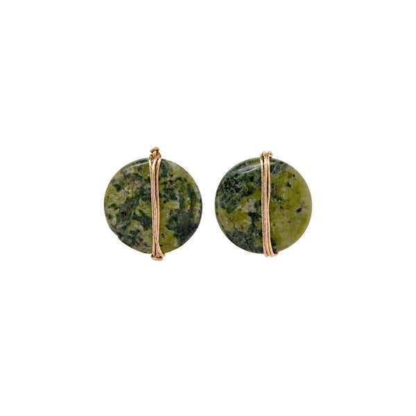 Mauritia Button Earrings - Jasper Earrings TARBAY   