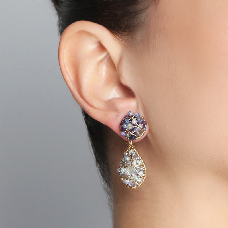 Lucia Dangle Earrings #3 - Sapphire, Tanzanite, Apatite, Sodalite & Amethyst Earrings TARBAY   