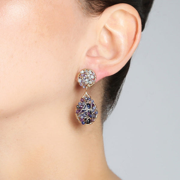 Lucia Dangle Earrings #3 - Sapphire, Tanzanite, Apatite, Sodalite & Amethyst Earrings TARBAY   