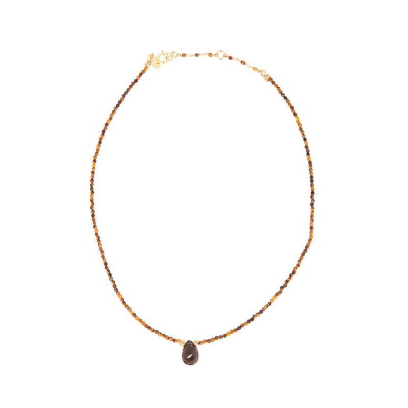 Azalea Necklace - Ojo de Tigre, Cuarzo Ahumado Necklaces TARBAY   