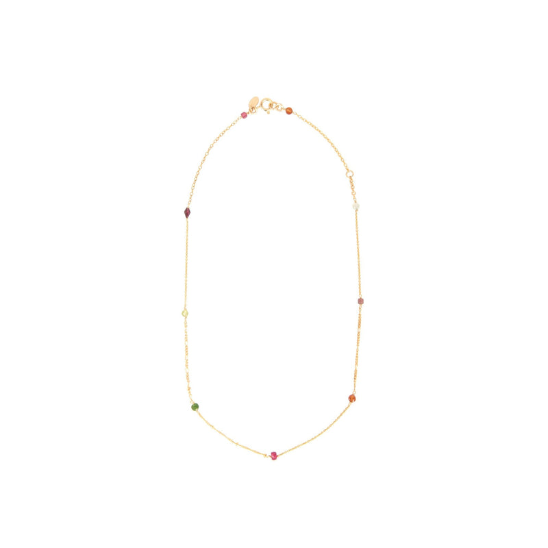 Pensamientos Necklace #03 Rodocrocita, garnet, peridoto, ruby, amatista verde Necklaces TARBAY   