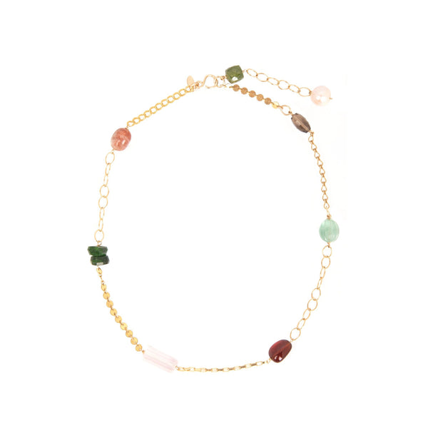 Pensamientos Necklace #04 Salmon Pearl, cuarzo ahumado, cuarzo rosa, prinite, hessonite Necklaces TARBAY   