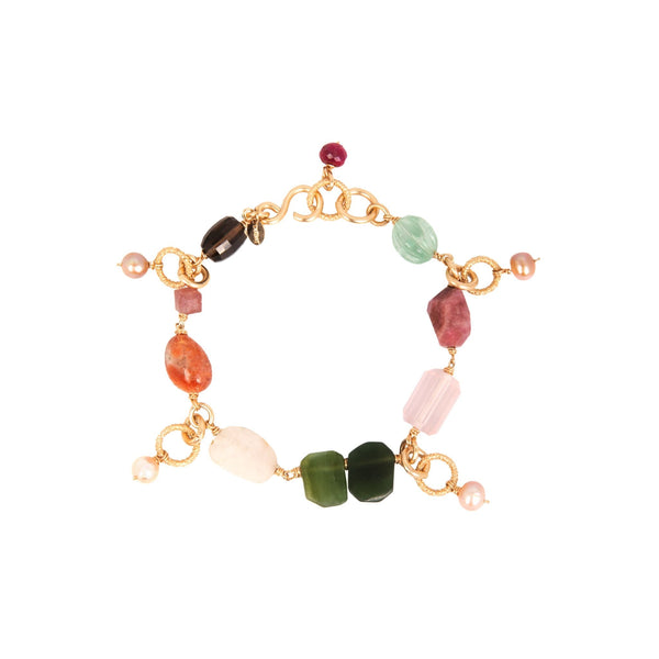 Buganvilla Bracelet - Perla Salmon, Cuarzo Ahumado, Kunzite, Cuarzo Rosa, Cuarzo Cherry Bracelets TARBAY   