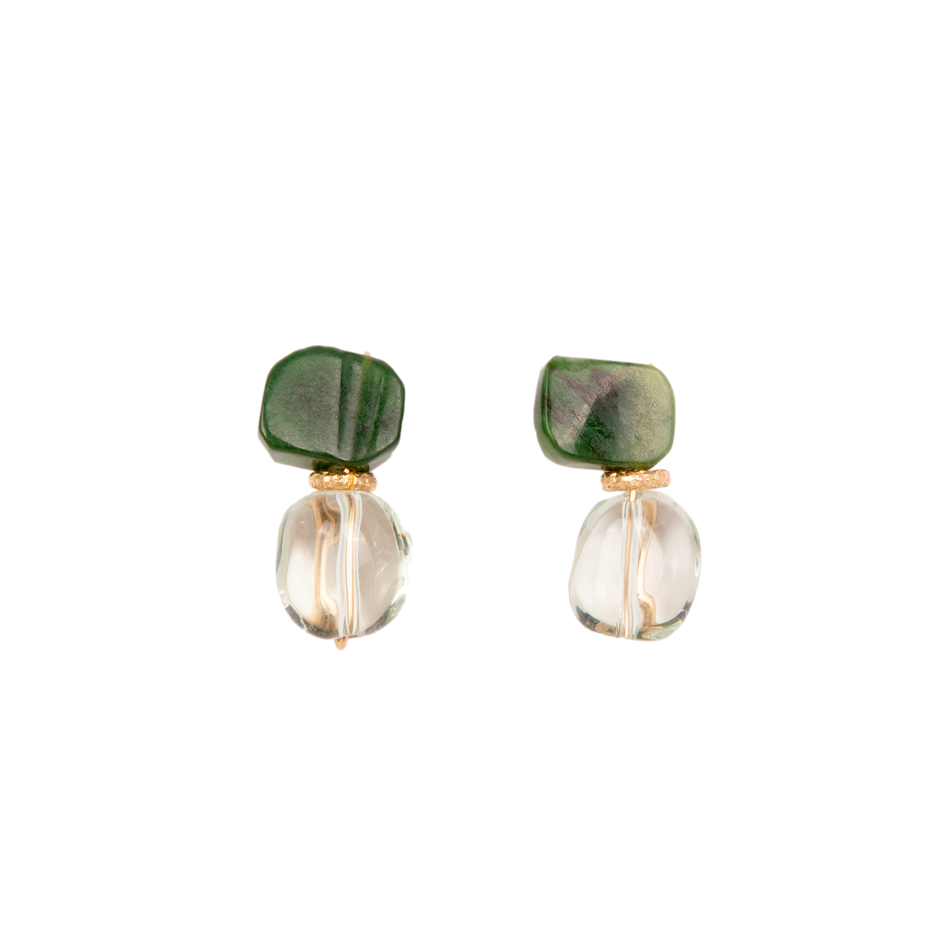 Bromelia Earrings #1 (25mm) - Jade Verde, Amatista Verde Earrings TARBAY   