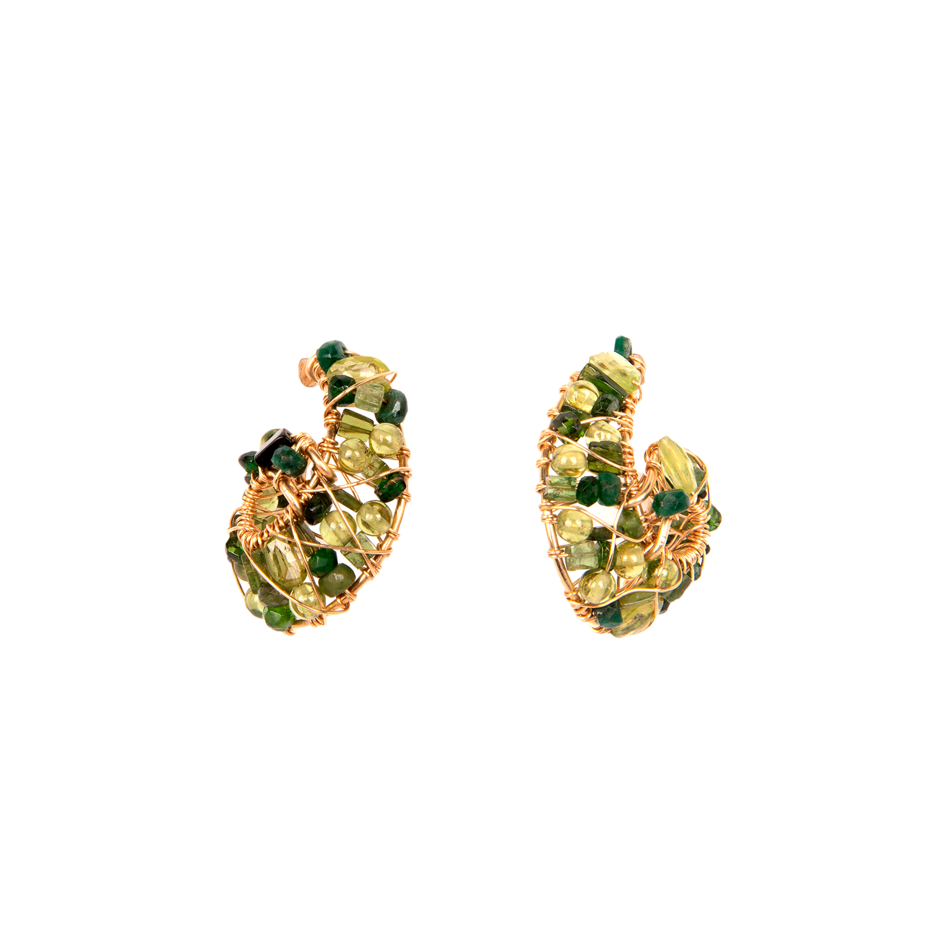 Senecio Earrings #1 (30mm) - Peridoto, Tourmalina Verde, Zafiro Verde Earrings TARBAY   