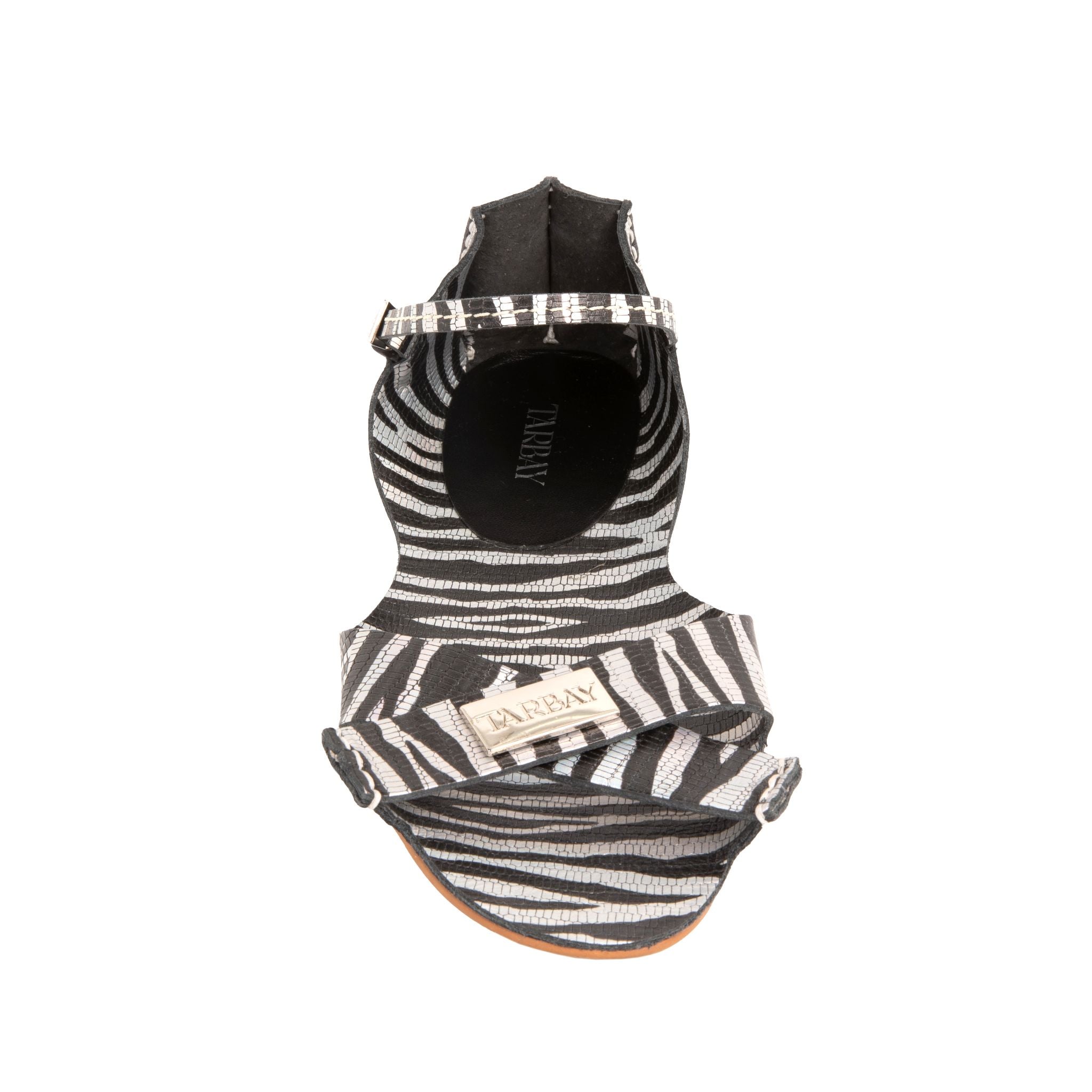 Tajali Leather Sandals - Zebra Silver Tajali Flats TARBAY   