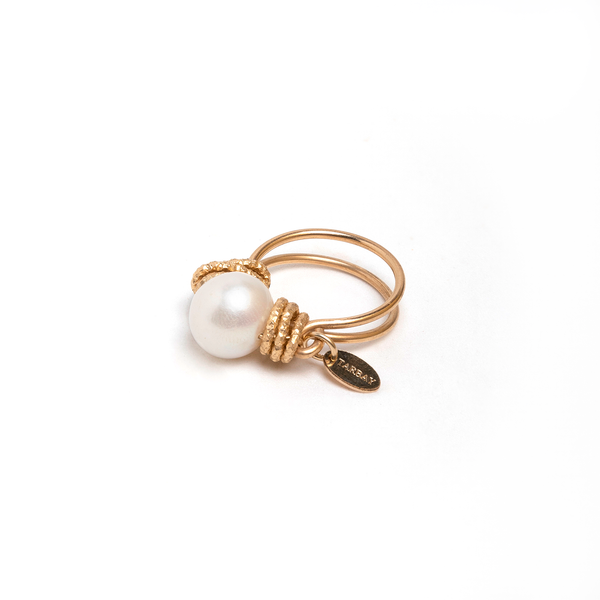Solitaire Ring #1 (10mm) - Pearl & Yellow Gold Rings TARBAY   