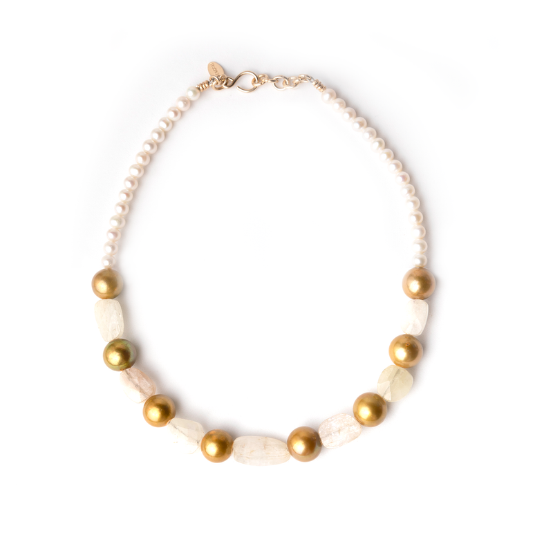 Salina Necklace #2 - Pearl, Bronze Pearl & Moon Stone Necklaces TARBAY   