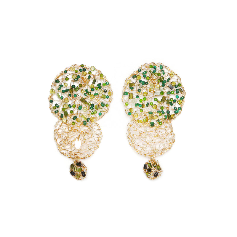 Aura Earrings #8 - Peridot, emerald, green onyx, chalcedony, prehnite, vessonite, green amethyst & chrysoprase Earrings TARBAY   