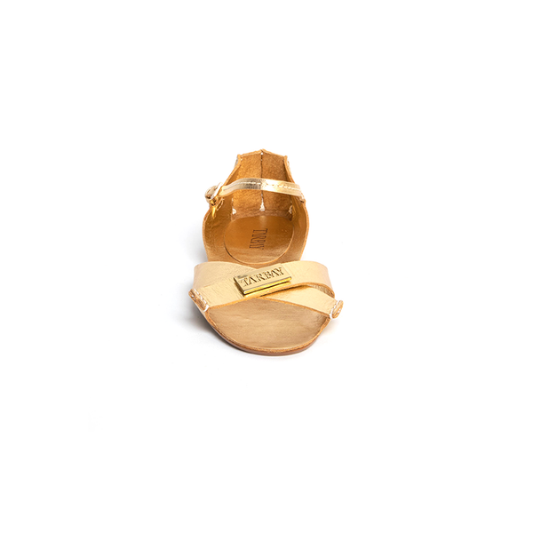 Tajali Leather Sandals - Metallic Gold Tajali Flats TARBAY   