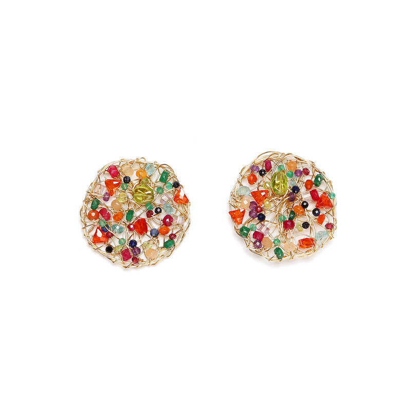 Aura Earrings #1 (30mm) - Multicolor Gems Mix Earrings TARBAY   