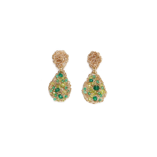 Gota Button Dangle Earrings (20mm) - Peridot, Emerald, Green Onyx, Chalcedony, Prehnite, Versonitte, Green Amethyst, Chrysophase Earrings TARBAY   