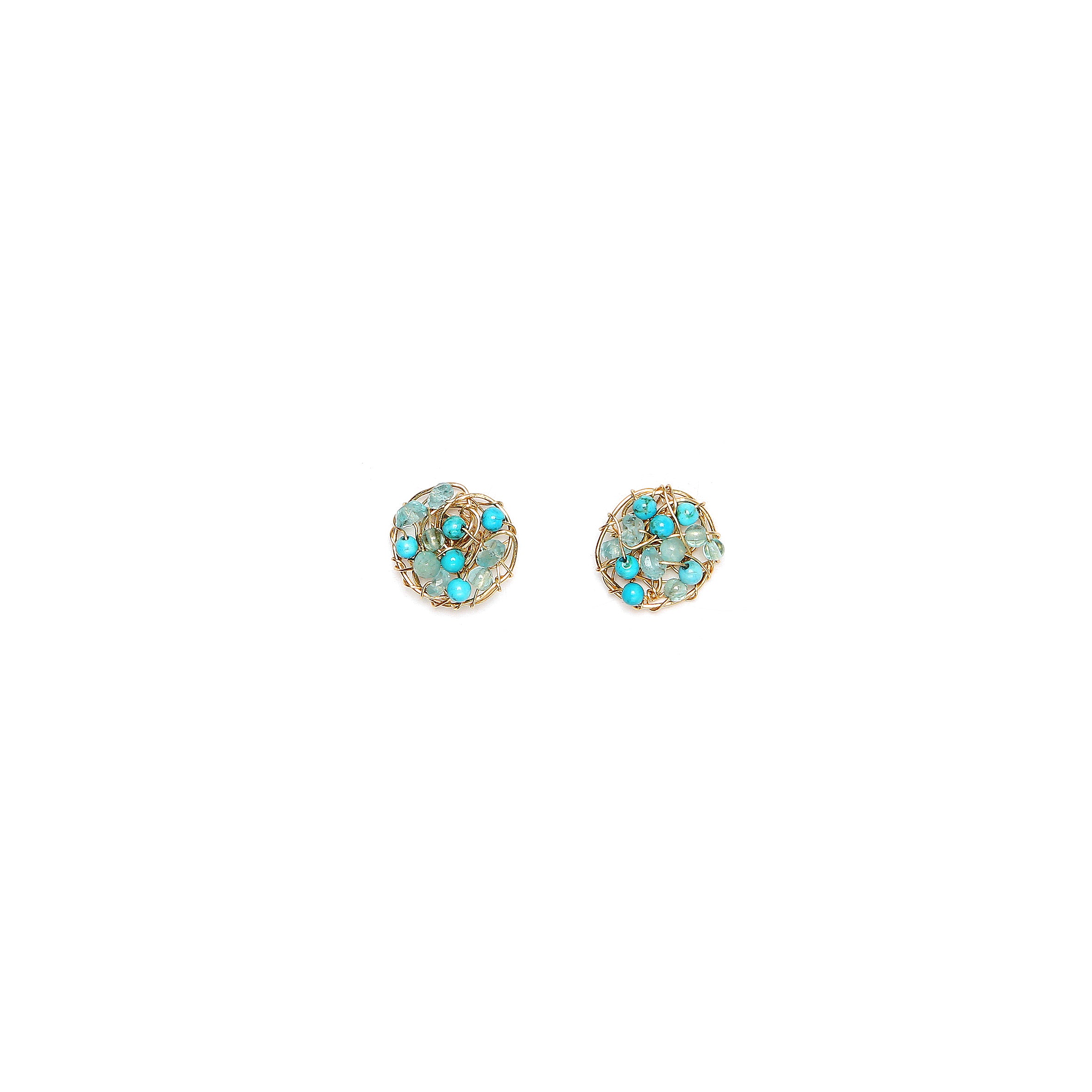 Aura Stud Earrings #1 (15mm) - Turquoise Gems Mix Earrings TARBAY   