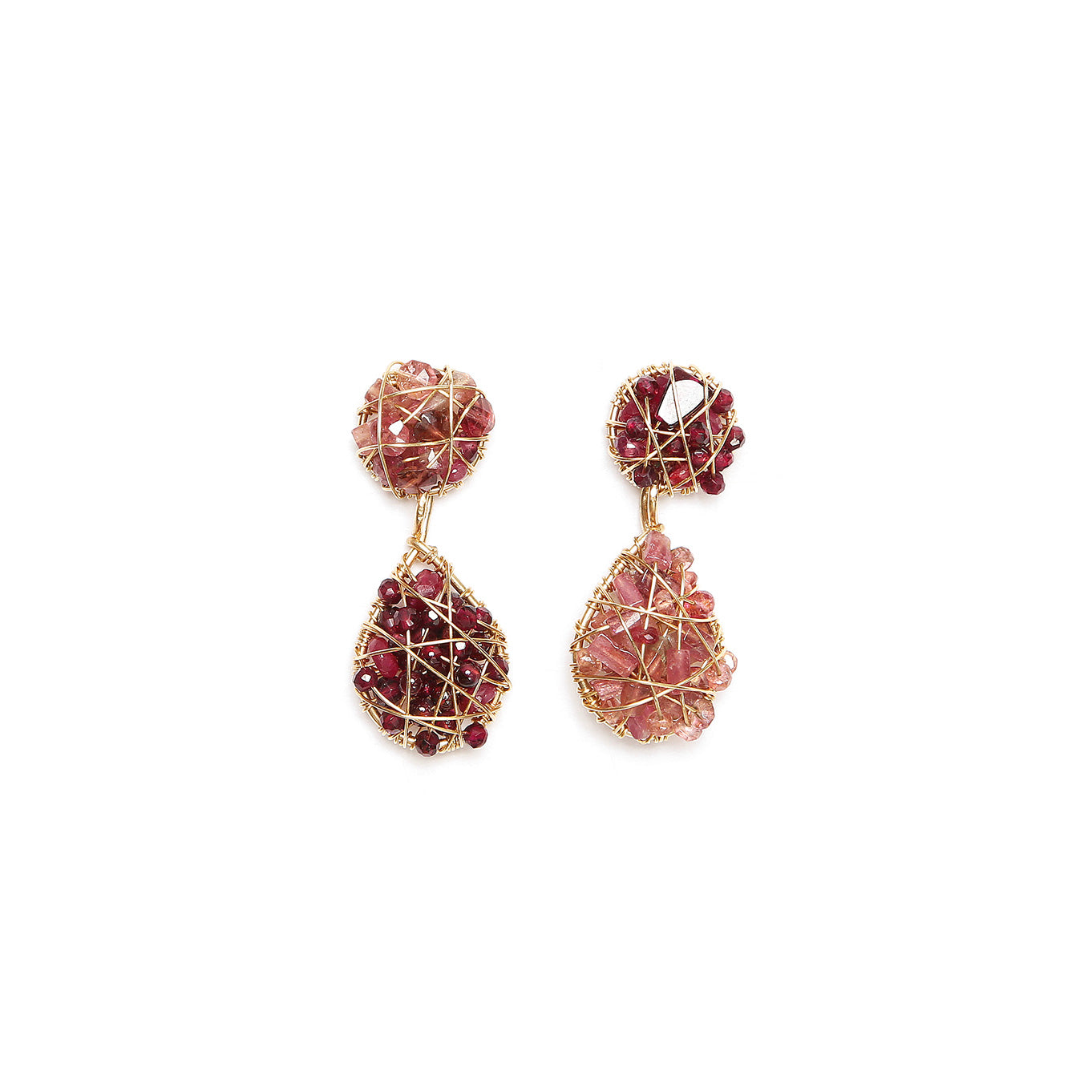 Lucia Dangle Earrings #3 (20mm) - Ruby, Garnet & Tourmaline Earrings TARBAY   