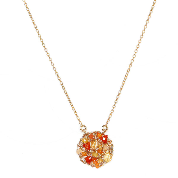 Aura Necklace #2 (20mm) - Carnelian, Fire Opal, Spessartite, Moon Stone, Sun Stone, Citrine, Imperial Topaz, Yellow Aquamarine, & Calcite Necklaces TARBAY   