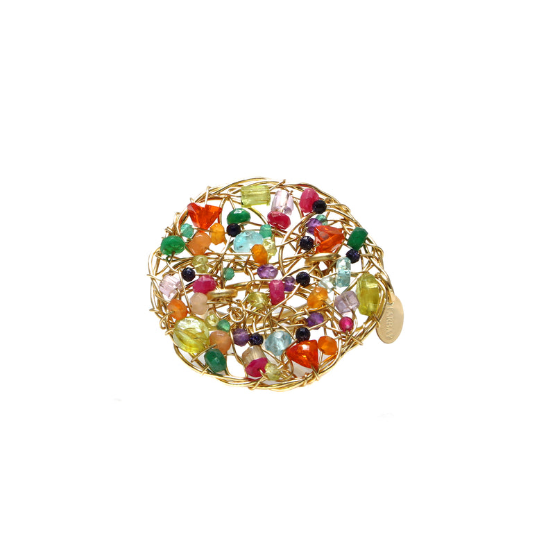 Aura Ring #1 (30mm) - Ruby, Garnet, Tourmaline, Peridot, Jade, Green Onyx, Sapphire, Iolite, Tanzanite, Silverite, Aquamarine, Citrine, Spessartite, Carnelian, Calcite, Aventurine Rings TARBAY   