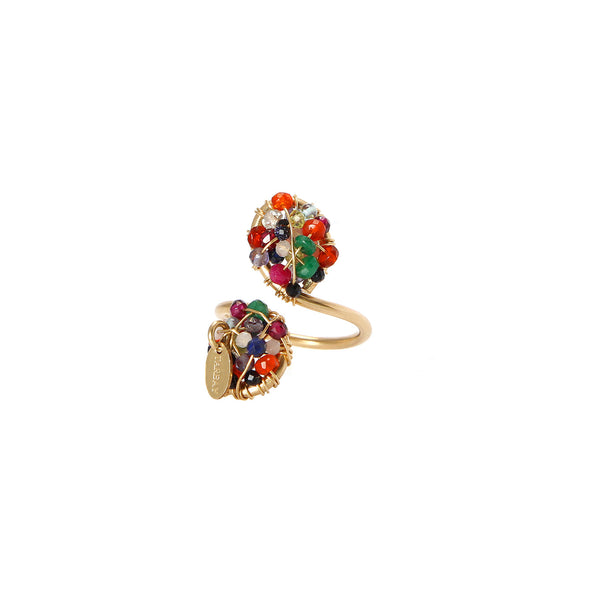 Lucia Adjustable Multicolor Ring - Ruby, Garnet, Tourmaline, Peridot, Jade, Green Onyx, Sapphire, Iolite, Tanzanite, Silverite, Aquamarine, Citrine, Spessartite, Carnelian, Calcite, Aventurine Rings TARBAY   