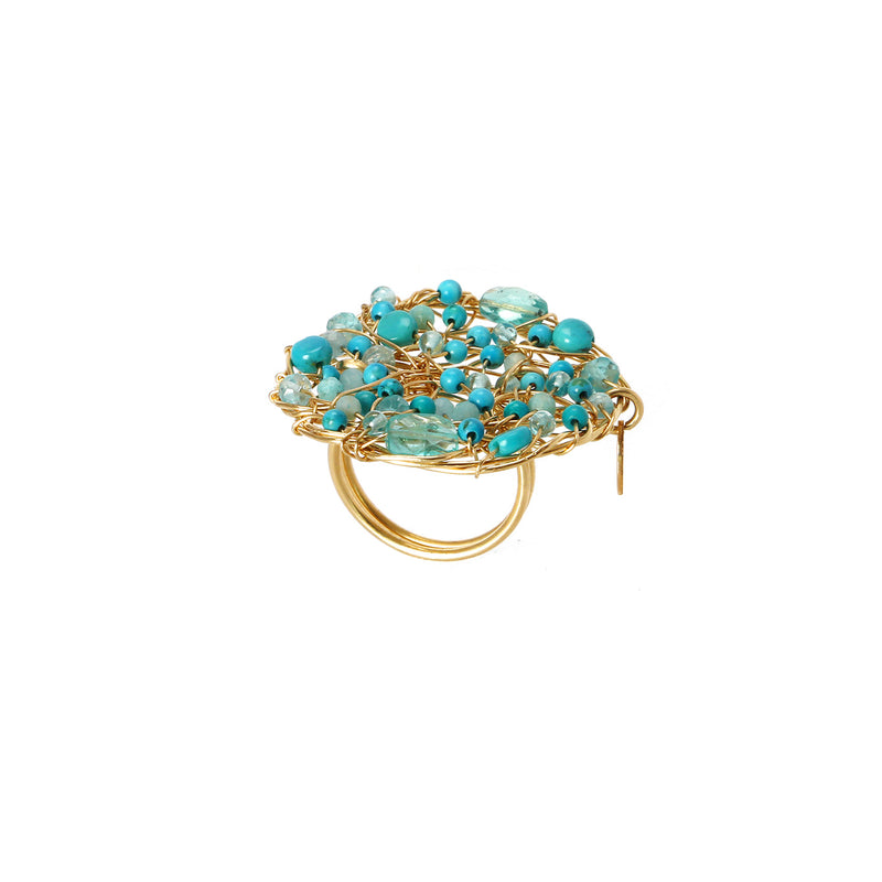 Aura Ring (40mm) - Aquamarine, apatite & silverite Rings TARBAY   