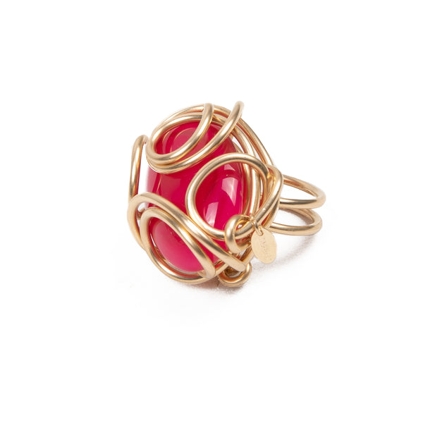 Zingiber Ring (35mm) - Pink Agate Rings TARBAY   