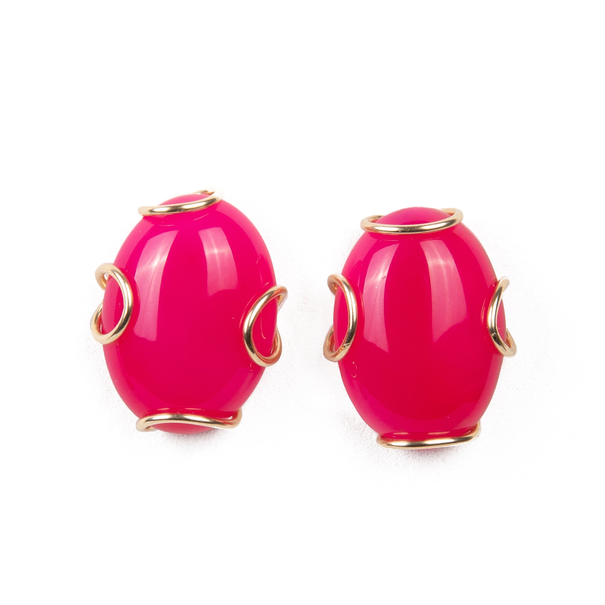 Zingiber Earrings - Pink Agate Earrings TARBAY   