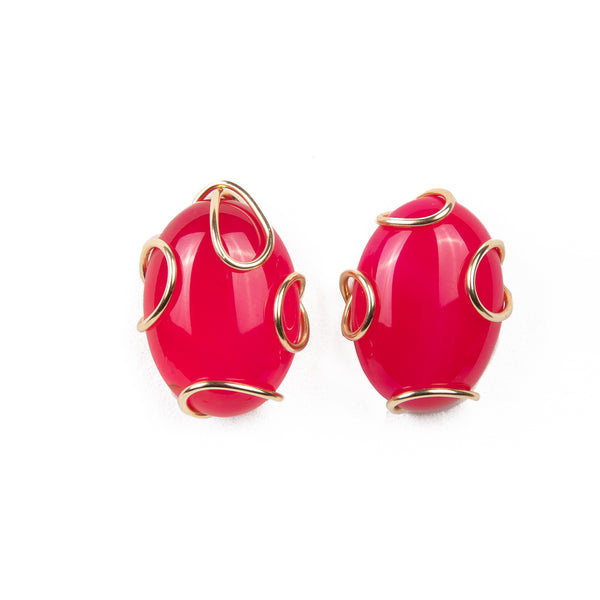 Zingiber Earrings - Pink Agate Earrings TARBAY   