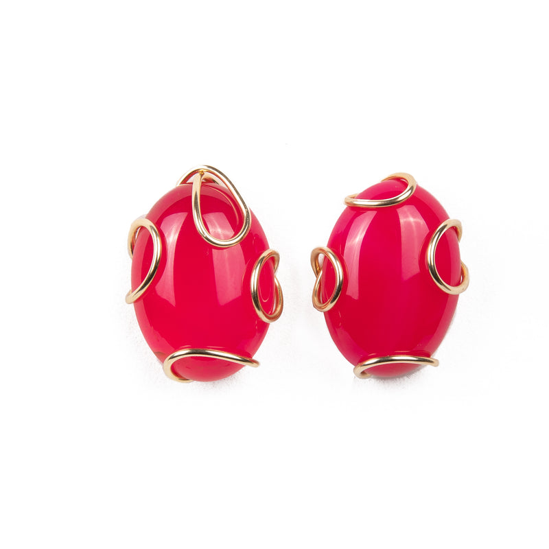 Zingiber Earrings - Pink Agate Earrings TARBAY   