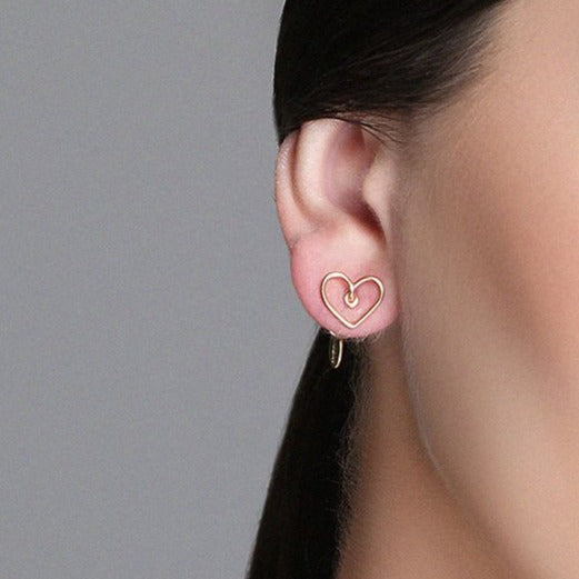 Corazon Button Earrings (12mm) - Yellow Gold Earrings TARBAY   