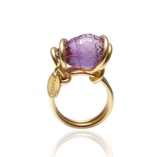 Domenica Ring #4 (35mm) - Amethyst & Yellow Gold Rings TARBAY   