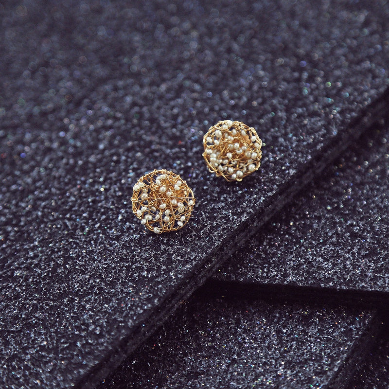 Aura Stud Earrings #1 (20mm) - Pearl Earrings TARBAY   