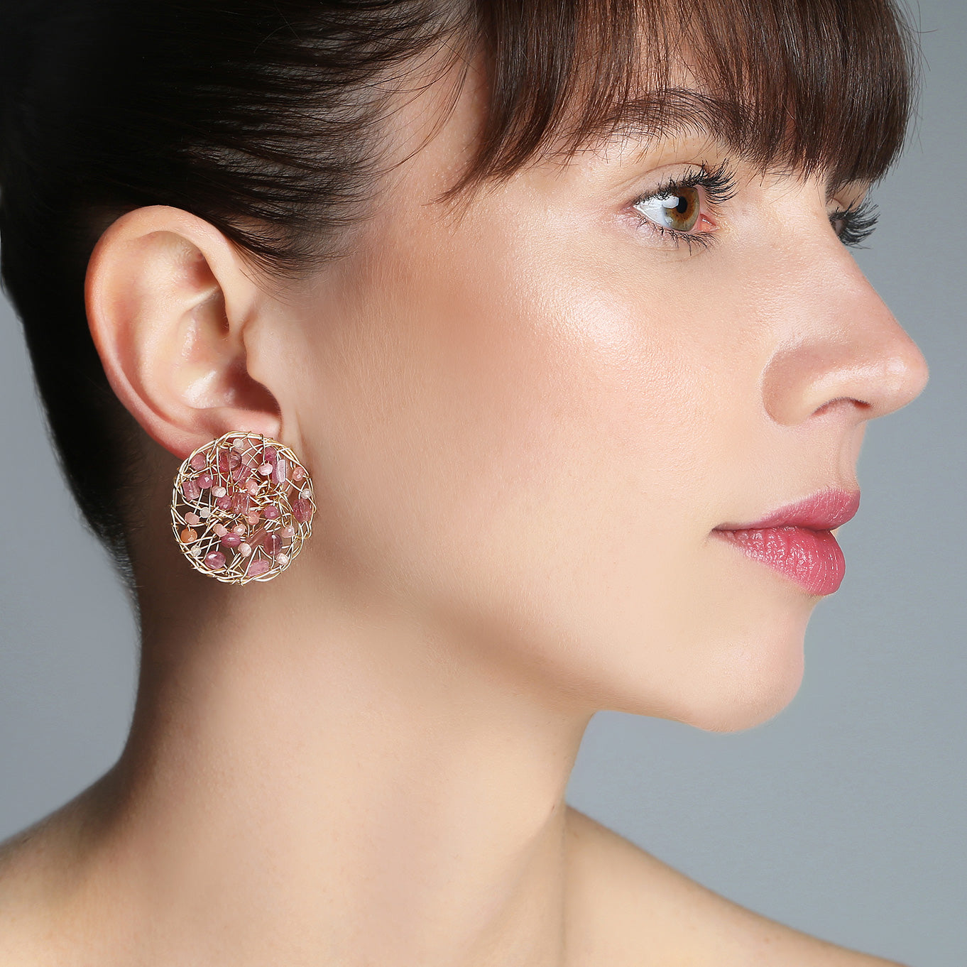 Aura Earrings #1 (30mm) - Rose Mix Gems Earrings TARBAY   