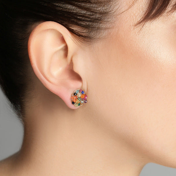 Aura Stud Earrings #1 (10mm) - Multicolor Gems Mix Earrings TARBAY   