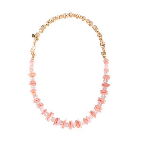 Bugambilia Necklace - Opal & rose quartz Necklaces TARBAY   