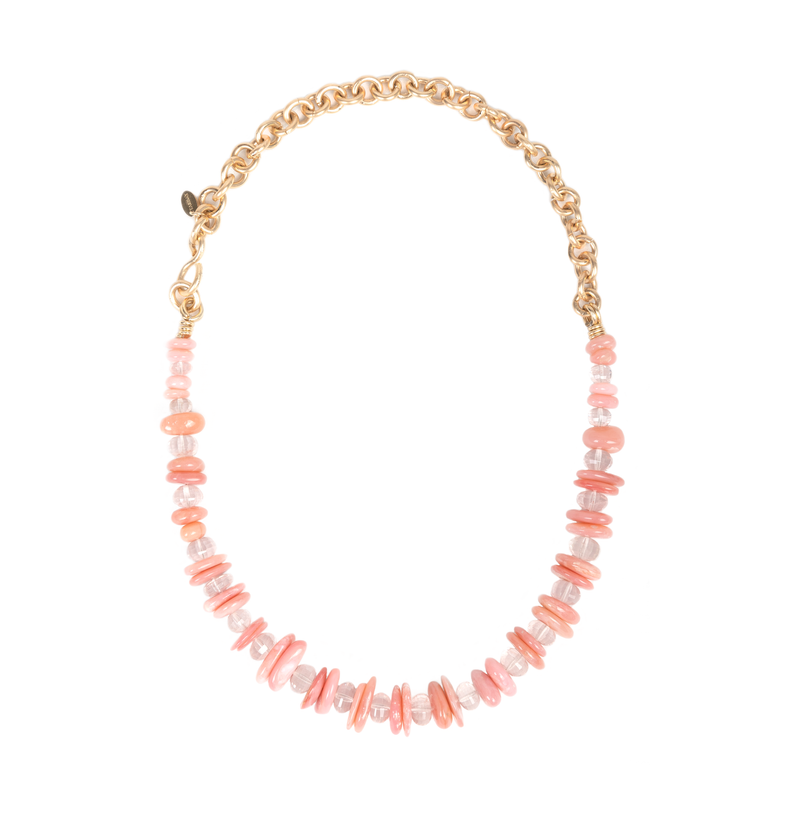 Bugambilia Necklace - Opal & rose quartz Necklaces TARBAY   