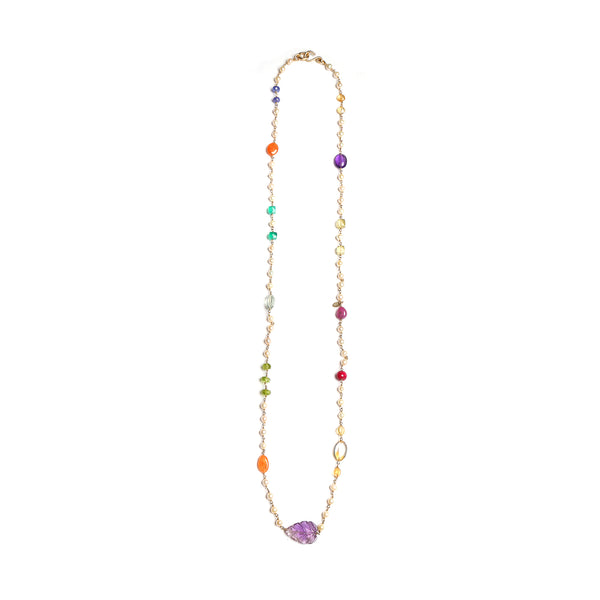 Maeve Long Necklace -Ppearl, citrine, amethyst, topaz, ruby, tanzanite, spperssatite, green Onyx, green amethyst &peridot Necklaces TARBAY   