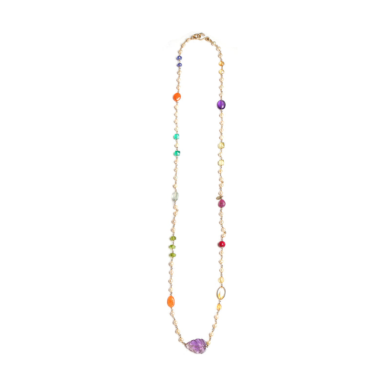 Maeve Long Necklace -Ppearl, citrine, amethyst, topaz, ruby, tanzanite, spperssatite, green Onyx, green amethyst &peridot Necklaces TARBAY   