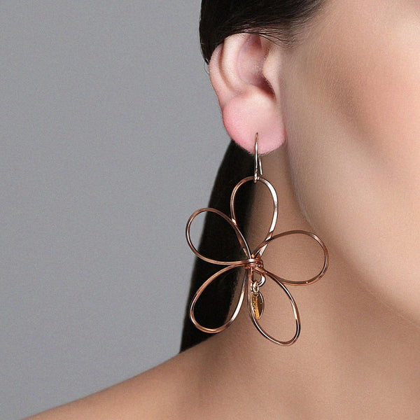 Petalos Exoticos Dangle Earrings (60mm) - Rose Gold Earrings TARBAY   