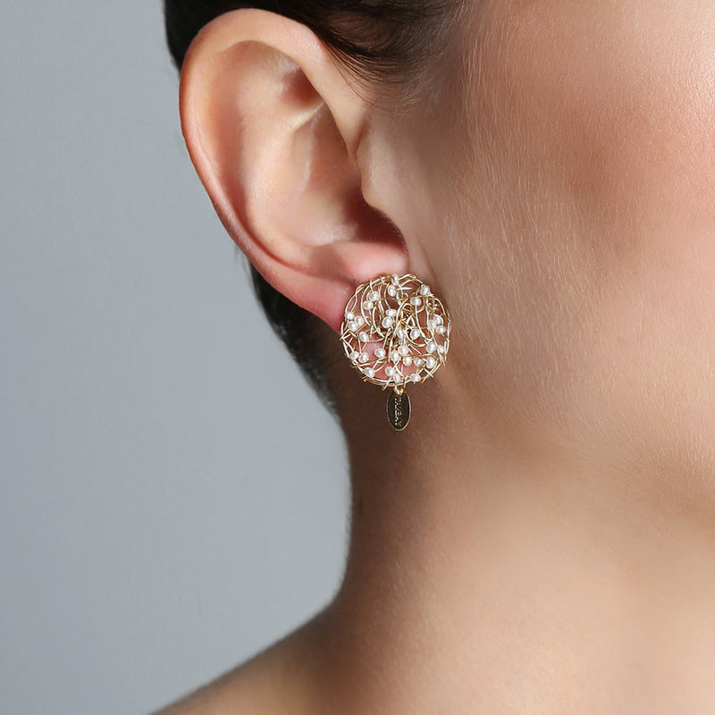 Aura Stud Earrings #1 (20mm) - Pearl Earrings TARBAY   