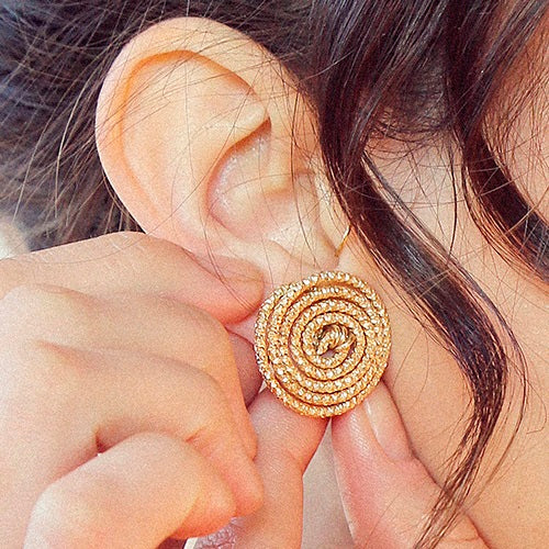 Tempo Button Earrings (25mm) - Yellow Gold Earrings TARBAY   
