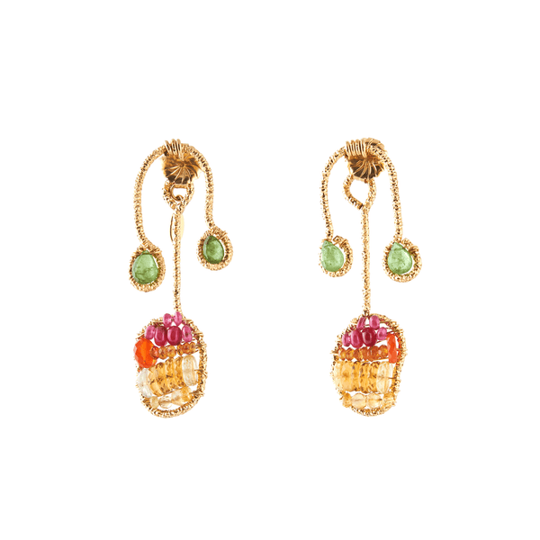 Lilli Button Dangle Earrings - Citrine, Carnelian, Spessartite, Tourmaline, Emerald & Sodalite Earrings TARBAY   