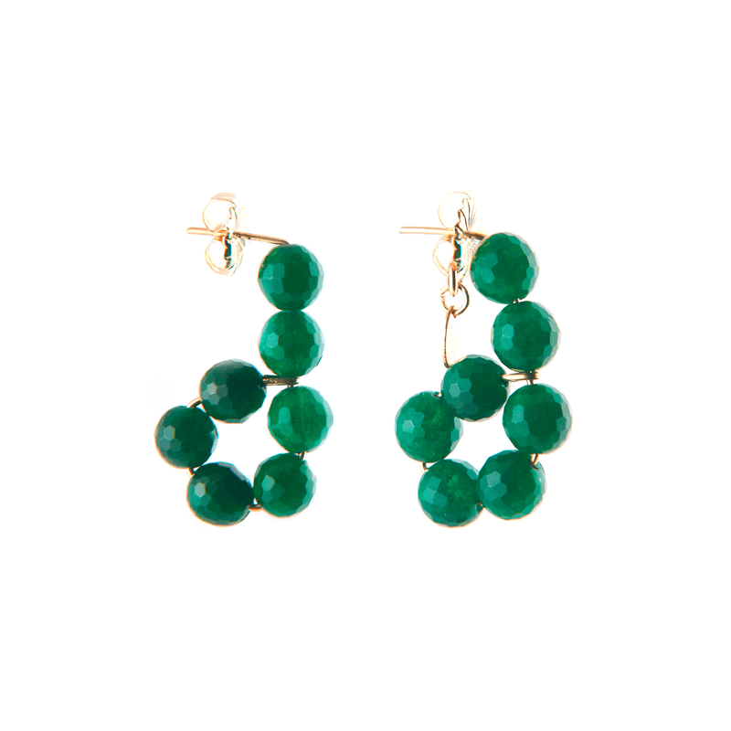 Lizzette Button Dangle Earrings - Green Onyx Earrings TARBAY   