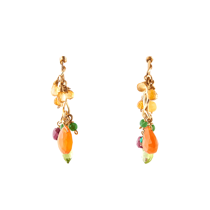 Mila Hoop Earrings (30mm) - Green Onyx, Peridot, Rose Tourmaline, Citrine, Rose Quartz, Sun Stone & Aquamarine Earrings TARBAY   