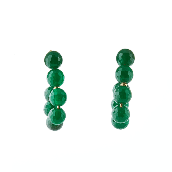 Lizzette Button Dangle Earrings - Green Onyx Earrings TARBAY   