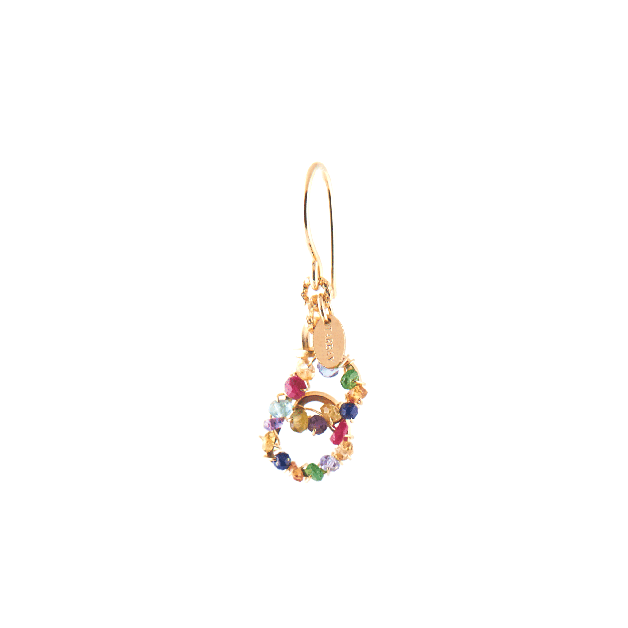 Handmade Letter Dangle Earring #2 (35mm) - Mix Gems & 14K Gold-Filled Earrings CLASICOS B