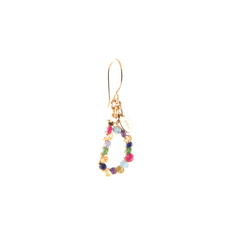 Handmade Letter Dangle Earring (35mm) - Ruby, Emerald, Peridot, Rose Sapphire, Carnelian, Rose Tourmaline, Sodalite & Rose Quartz Earrings TARBAY D  
