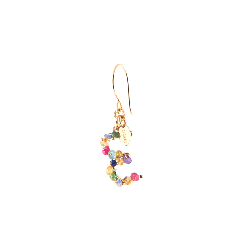 Handmade Letter Dangle Earring (35mm) - Ruby, Emerald, Peridot, Rose Sapphire, Carnelian, Rose Tourmaline, Sodalite & Rose Quartz Earrings TARBAY   