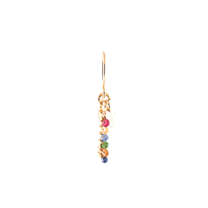Handmade Letter Dangle Earring (35mm) - Ruby, Emerald, Peridot, Rose Sapphire, Carnelian, Rose Tourmaline, Sodalite & Rose Quartz Earrings TARBAY I  