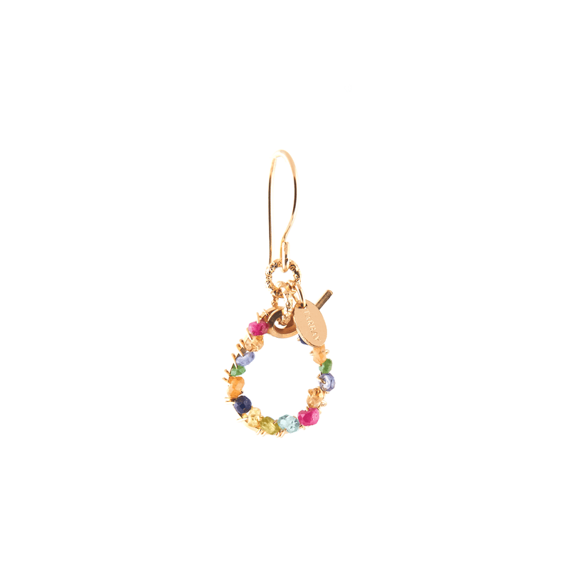 Handmade Letter Dangle Earring (35mm) - Ruby, Emerald, Peridot, Rose Sapphire, Carnelian, Rose Tourmaline, Sodalite & Rose Quartz Earrings TARBAY O  