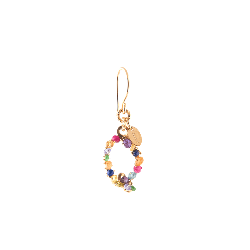 Handmade Letter Dangle Earring (35mm) - Ruby, Emerald, Peridot, Rose Sapphire, Carnelian, Rose Tourmaline, Sodalite & Rose Quartz Earrings TARBAY Q  