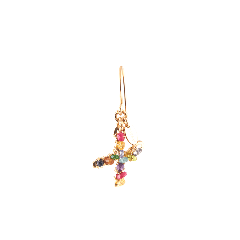 Handmade Letter Dangle Earring (35mm) - Ruby, Emerald, Peridot, Rose Sapphire, Carnelian, Rose Tourmaline, Sodalite & Rose Quartz Earrings TARBAY X  